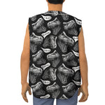 Black And White T-Rex Dinosaur Print Sleeveless Baseball Jersey