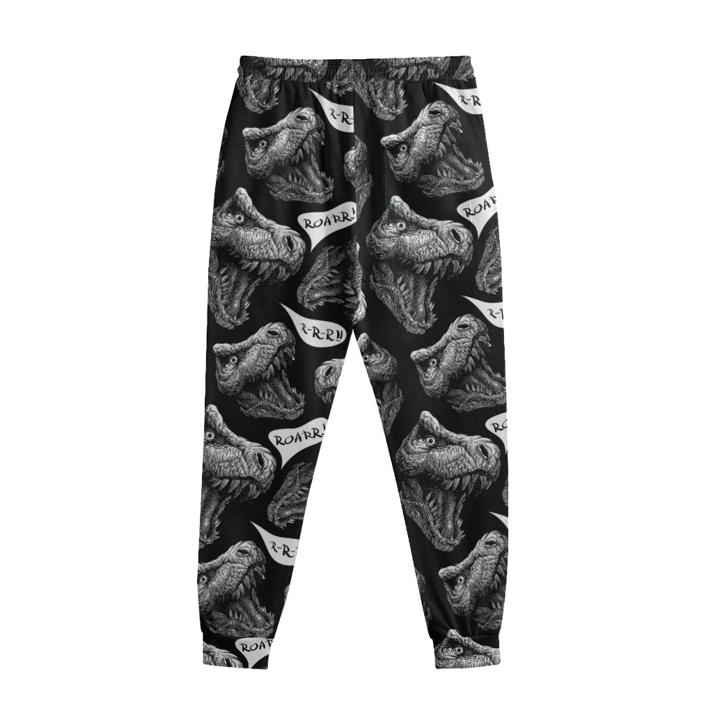 Black And White T-Rex Dinosaur Print Sweatpants