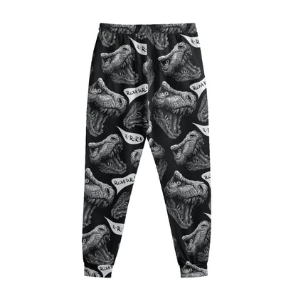 Black And White T-Rex Dinosaur Print Sweatpants