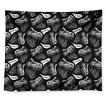 Black And White T-Rex Dinosaur Print Tapestry