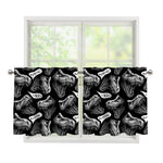 Black And White T-Rex Dinosaur Print Tier Curtains