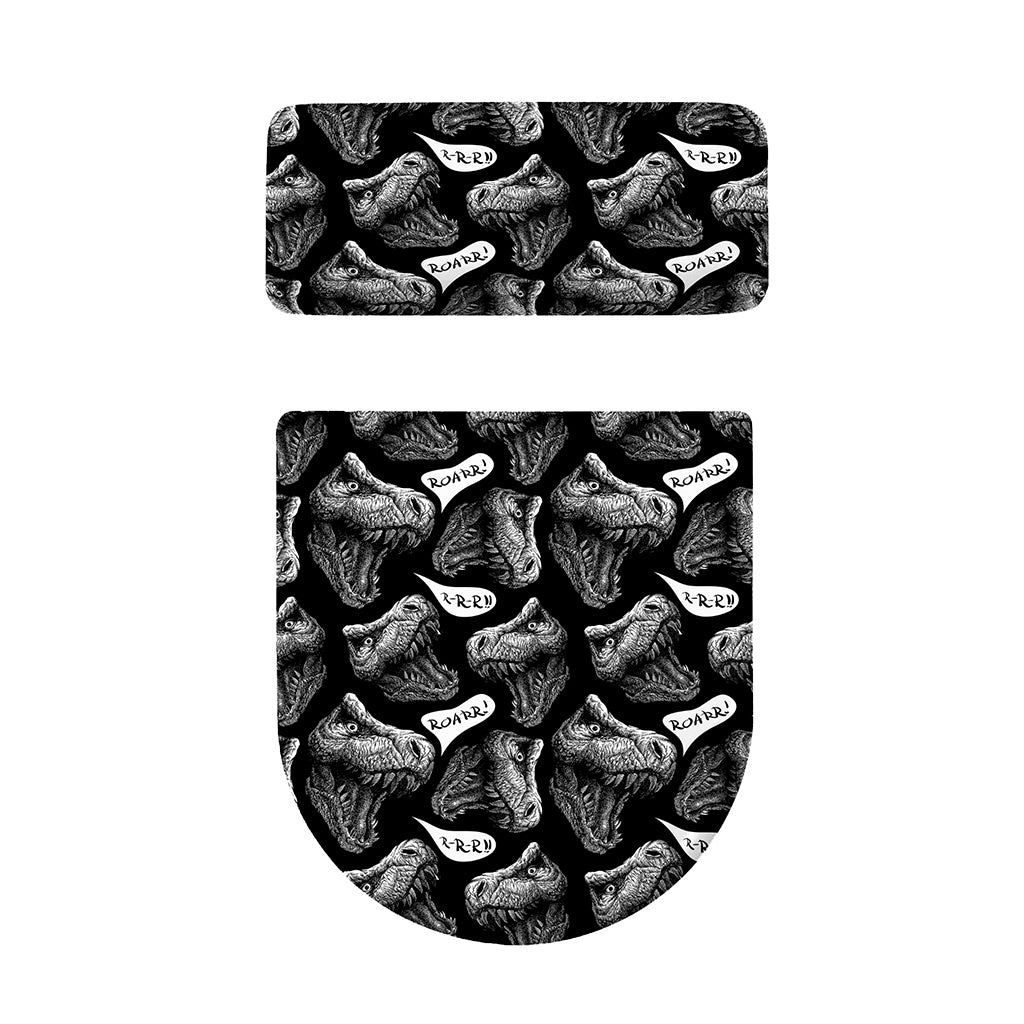 Black And White T-Rex Dinosaur Print Toilet Lid And Tank Cover Set