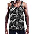 Black And White T-Rex Dinosaur Print Men's Workout Tank Top