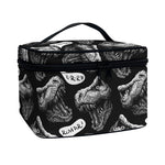Black And White T-Rex Dinosaur Print Travel Makeup Bag