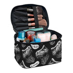 Black And White T-Rex Dinosaur Print Travel Makeup Bag