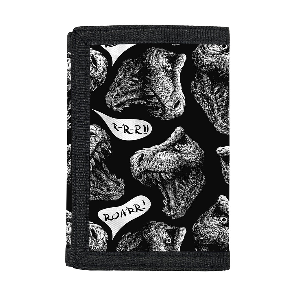 Black And White T-Rex Dinosaur Print Trifold Wallet