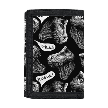 Black And White T-Rex Dinosaur Print Trifold Wallet