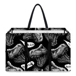 Black And White T-Rex Dinosaur Print Utility Tote Bag