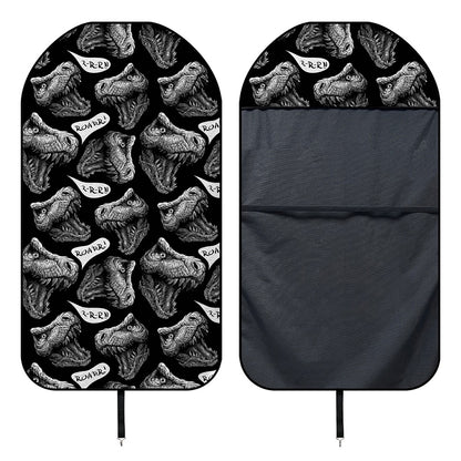 Black And White T-Rex Dinosaur Print Waterproof Car Seat Cover