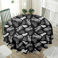 Black And White T-Rex Dinosaur Print Waterproof Round Tablecloth