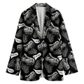 Black And White T-Rex Dinosaur Print Women's Cotton Blazer