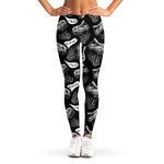 Black And White T-Rex Dinosaur Print Women's Leggings