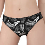 Black And White T-Rex Dinosaur Print Women's Panties