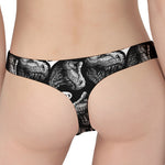 Black And White T-Rex Dinosaur Print Women's Thong