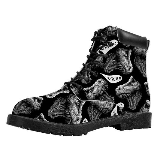 Black And White T-Rex Dinosaur Print Work Boots