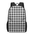 Black And White Tartan Pattern Print 17 Inch Backpack