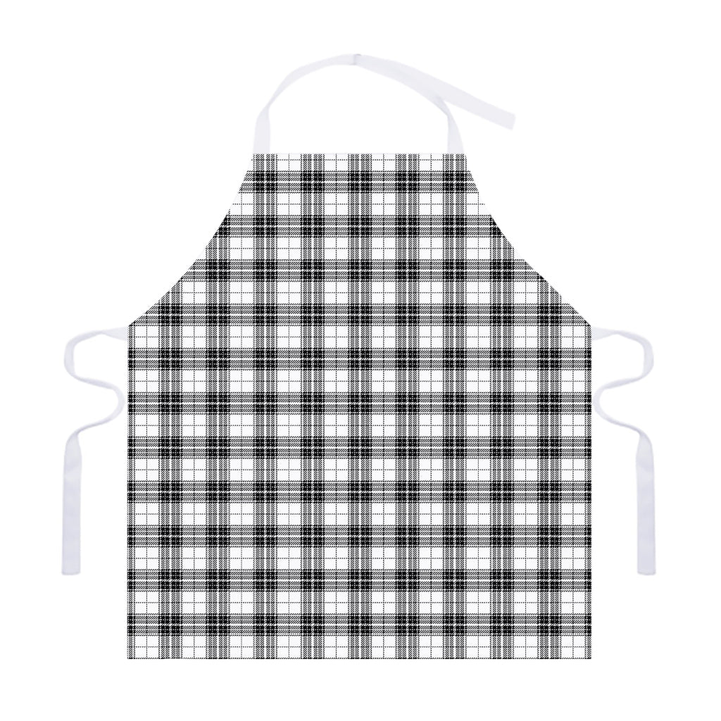 Black And White Tartan Pattern Print Adjustable Apron