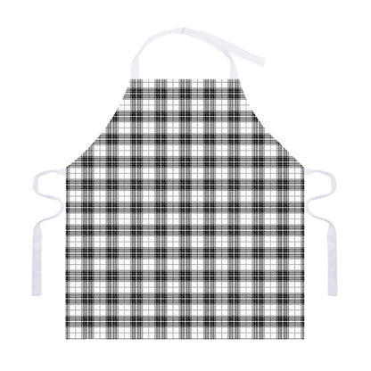 Black And White Tartan Pattern Print Adjustable Apron