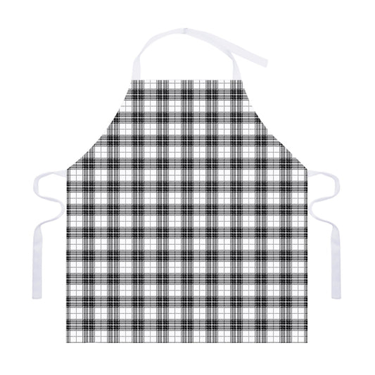 Black And White Tartan Pattern Print Adjustable Apron