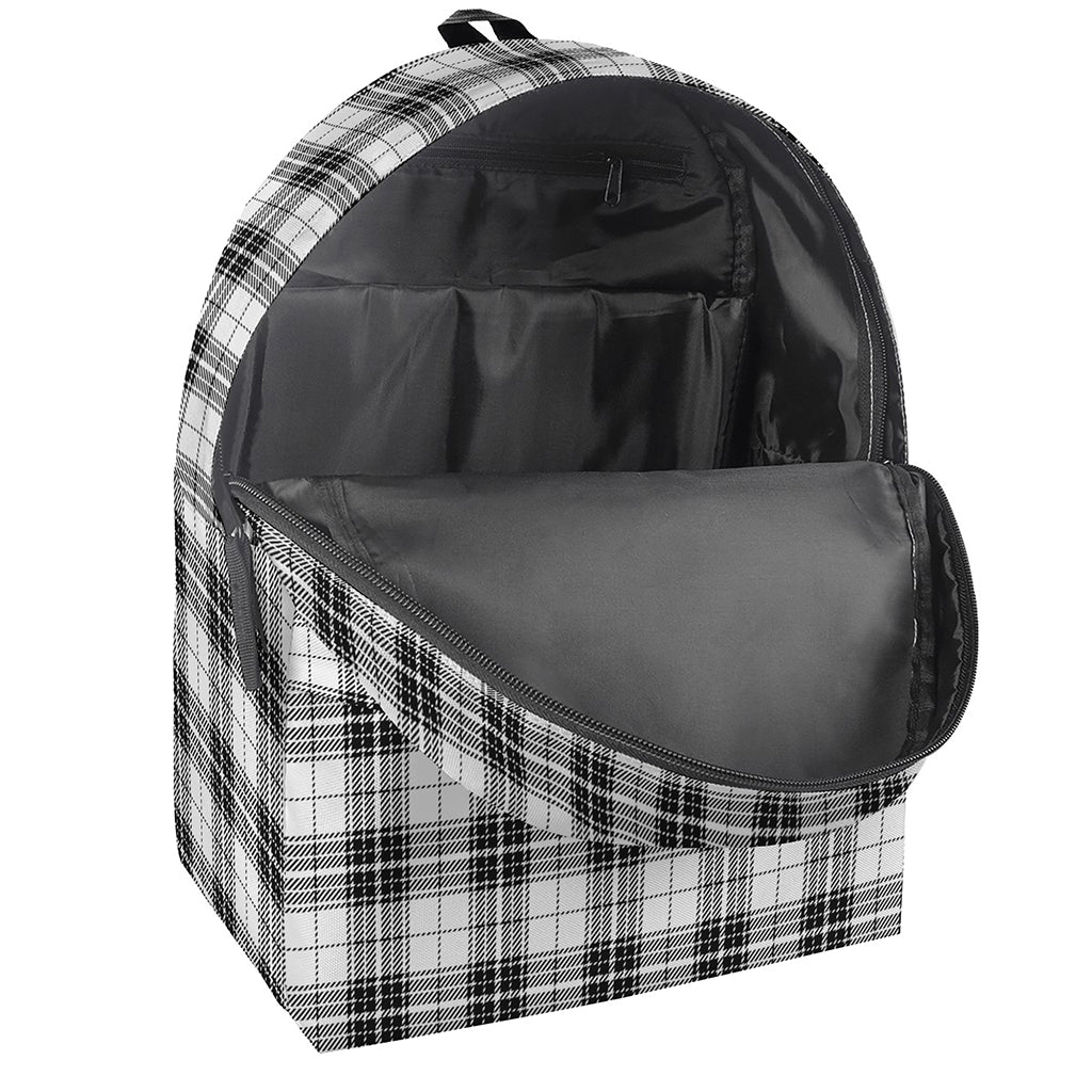 Black And White Tartan Pattern Print Backpack