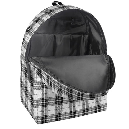 Black And White Tartan Pattern Print Backpack
