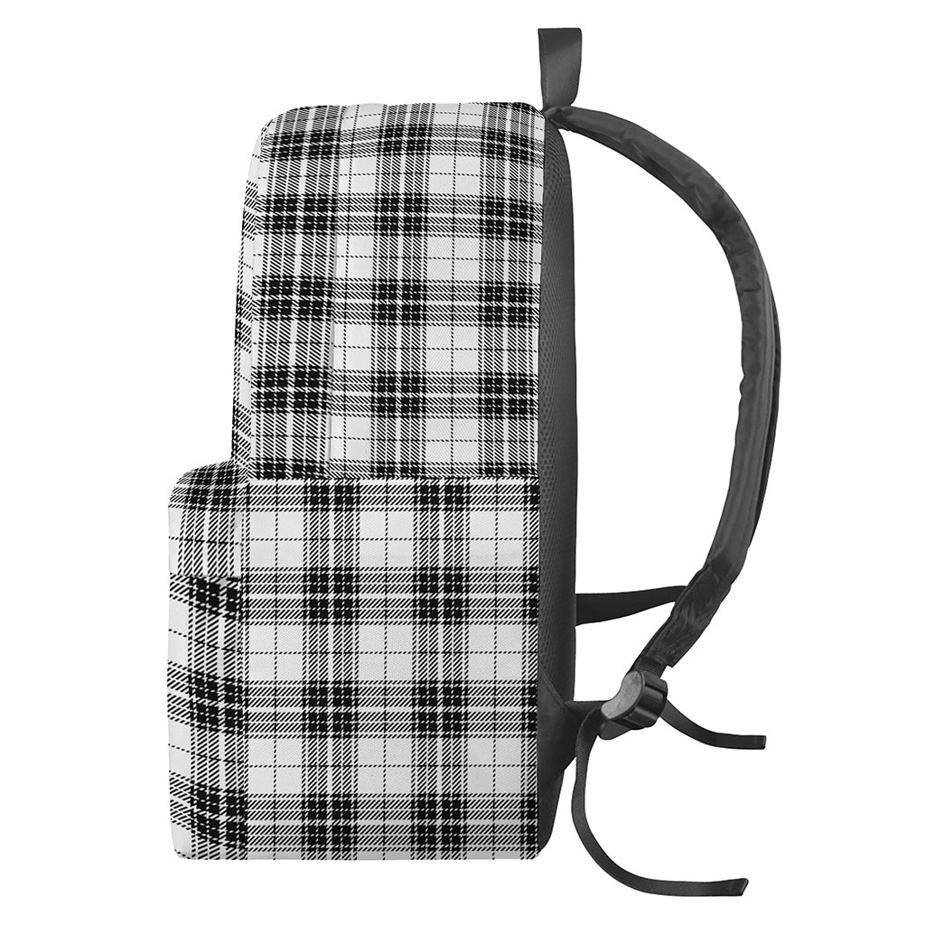 Black And White Tartan Pattern Print Backpack