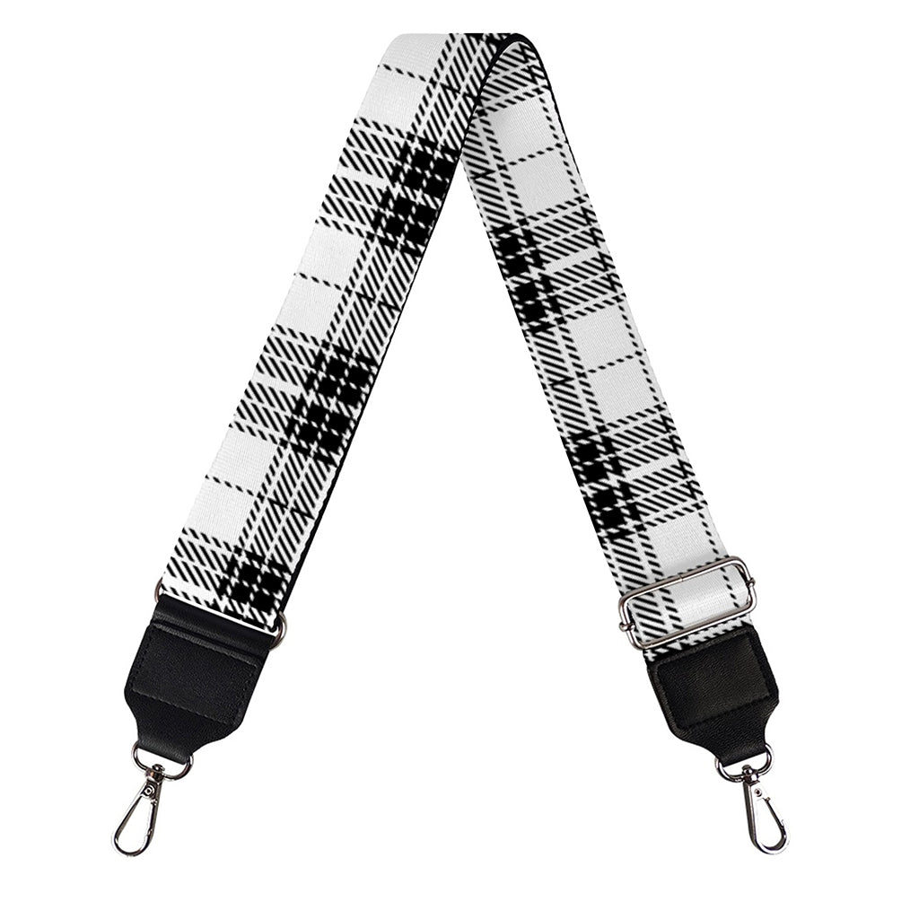 Black And White Tartan Pattern Print Bag Strap