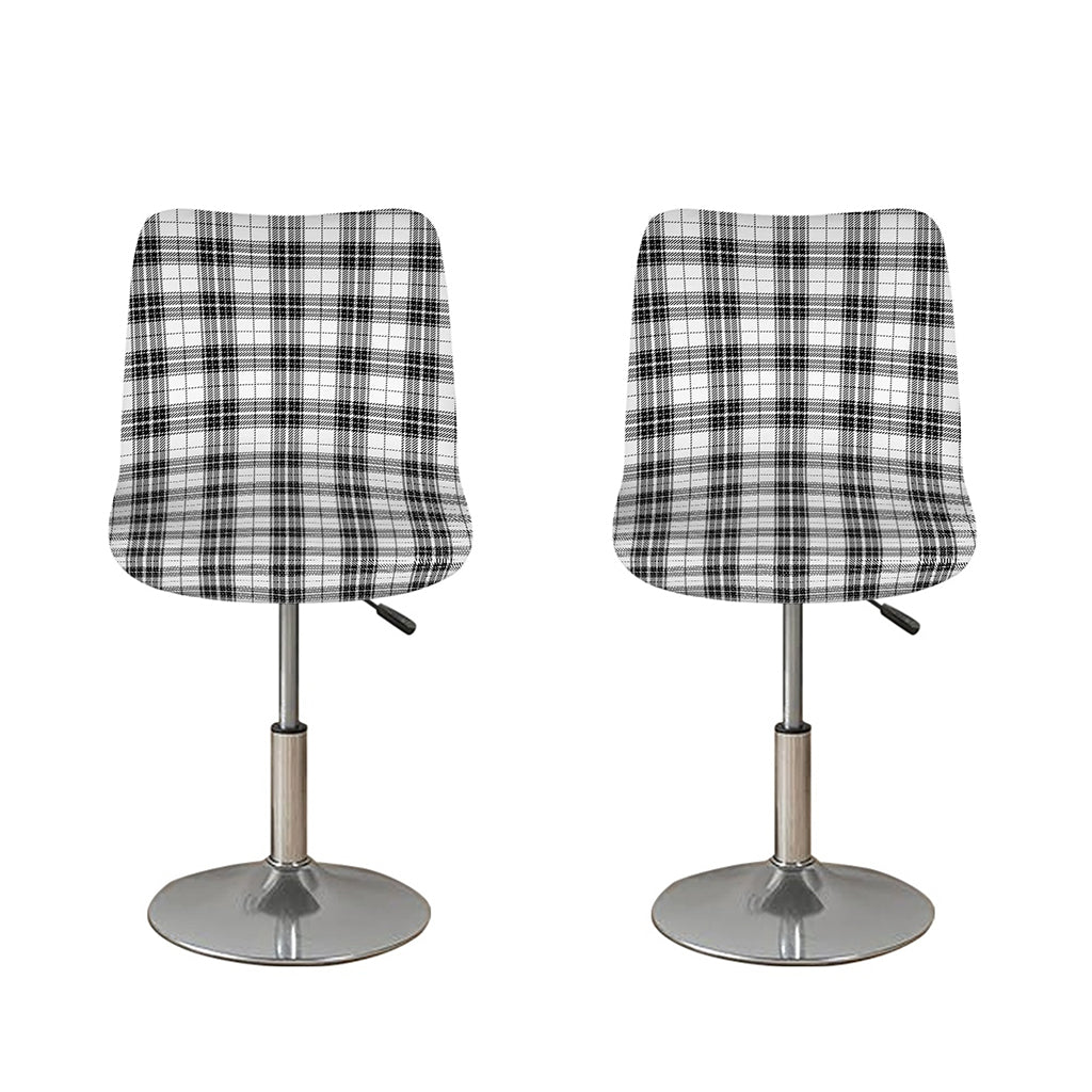 Black And White Tartan Pattern Print Bar Stool Covers