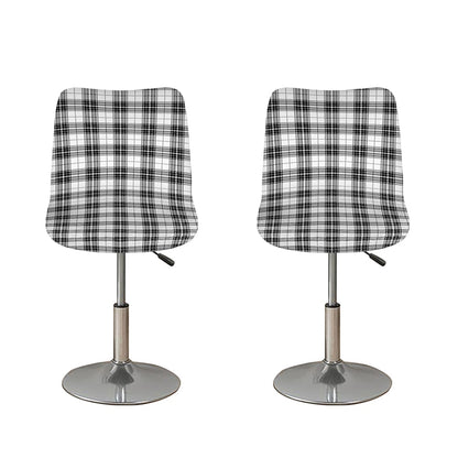 Black And White Tartan Pattern Print Bar Stool Covers