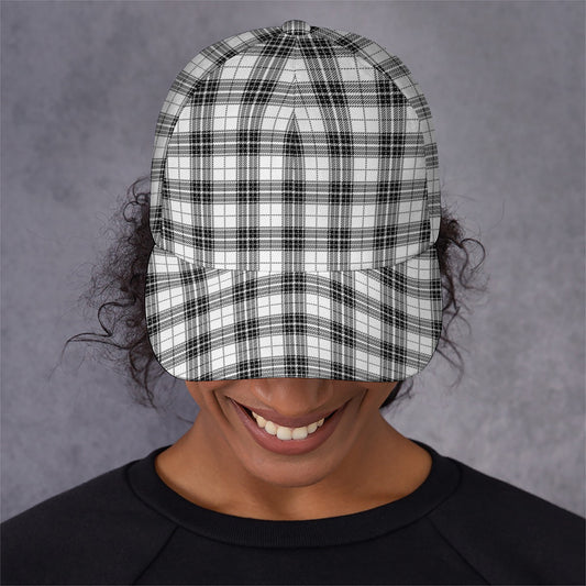 Black And White Tartan Pattern Print Baseball Cap