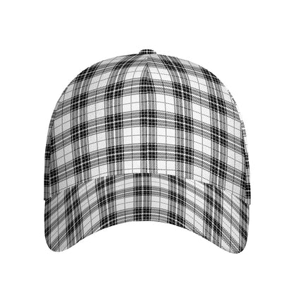Black And White Tartan Pattern Print Baseball Cap