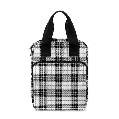 Black And White Tartan Pattern Print Bible Tote Bag