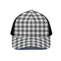 Black And White Tartan Pattern Print Black Mesh Trucker Hat