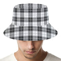 Black And White Tartan Pattern Print Bucket Hat
