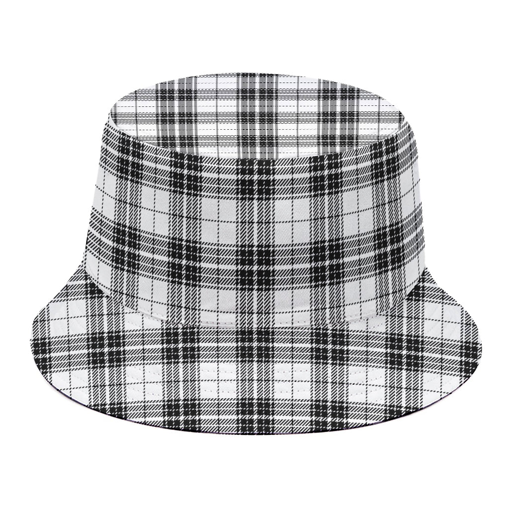 Black And White Tartan Pattern Print Bucket Hat