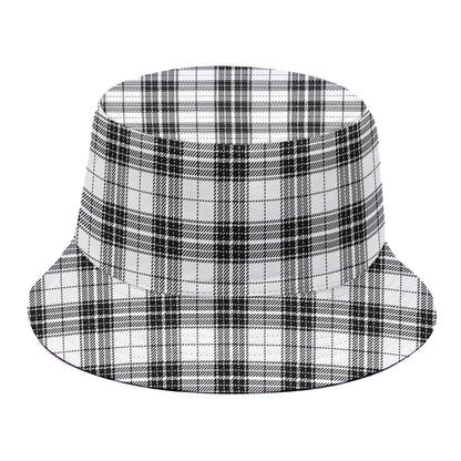 Black And White Tartan Pattern Print Bucket Hat