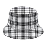 Black And White Tartan Pattern Print Bucket Hat