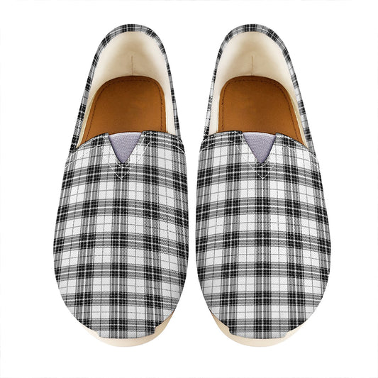 Black And White Tartan Pattern Print Casual Shoes