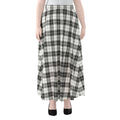 Black And White Tartan Pattern Print Chiffon Maxi Skirt