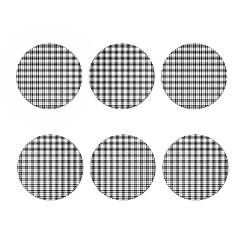 Black And White Tartan Pattern Print Coaster Set