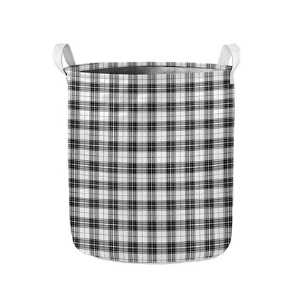 Black And White Tartan Pattern Print Collapsible Laundry Basket
