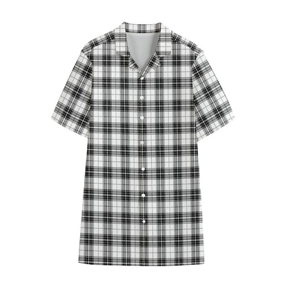 Black And White Tartan Pattern Print Cotton Hawaiian Shirt