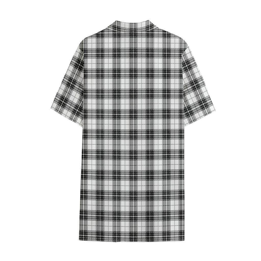 Black And White Tartan Pattern Print Cotton Hawaiian Shirt