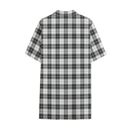 Black And White Tartan Pattern Print Cotton Hawaiian Shirt
