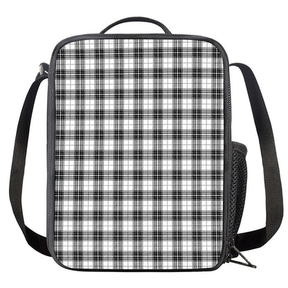 Black And White Tartan Pattern Print Crossbody Lunch Bag