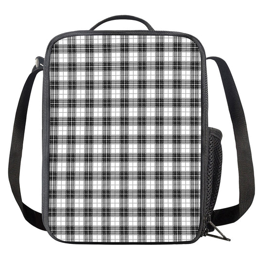 Black And White Tartan Pattern Print Crossbody Lunch Bag