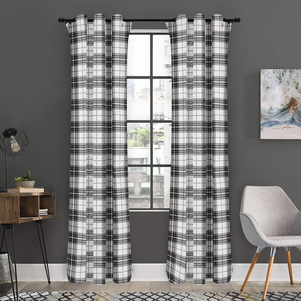 Black And White Tartan Pattern Print Curtain