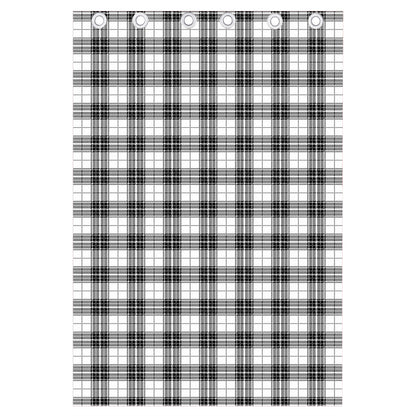 Black And White Tartan Pattern Print Curtain