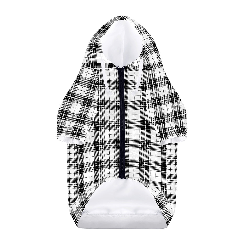 Black And White Tartan Pattern Print Dog Zip Up Hoodie