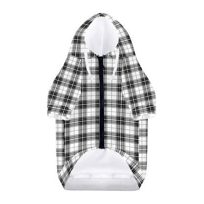 Black And White Tartan Pattern Print Dog Zip Up Hoodie